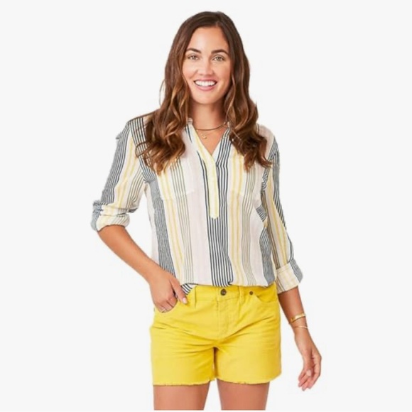 Carve Designs Striped Blouse - Navy, Yellow, White - Picture 1 of 8